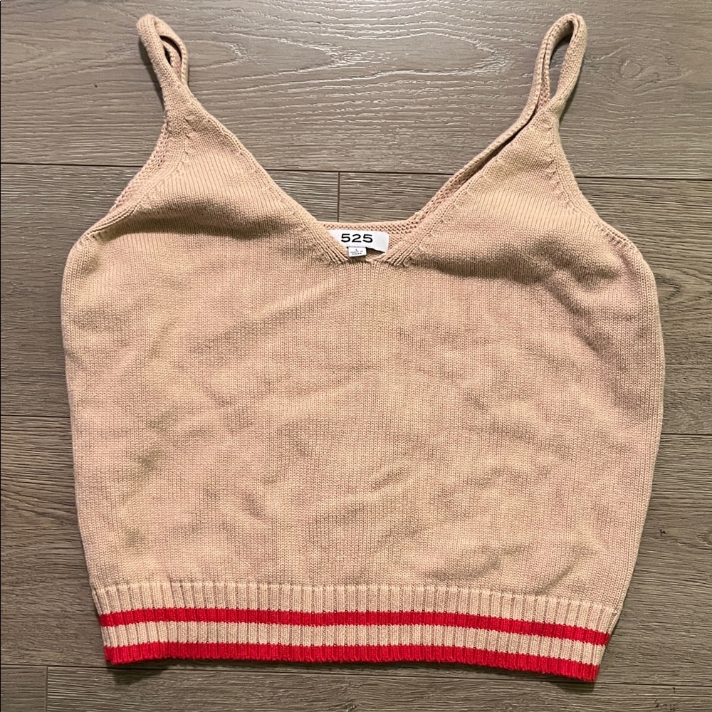 525 America Tan Knit Camisole with Red Hem